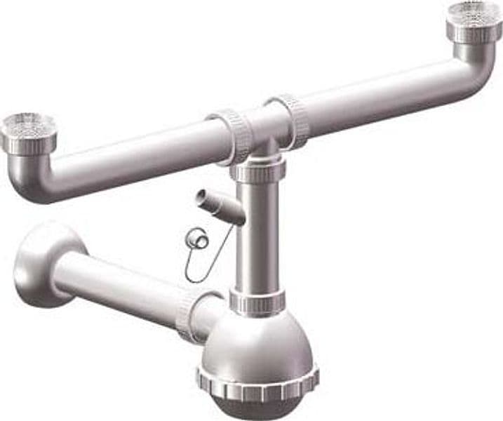 Sifone Scarico Pp a Bottiglia 2 Vasche con 1 Attacco 40 a 32 mm 5 Pezzi - 2
