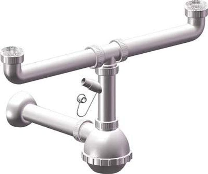 Sifone Scarico Pp a Bottiglia 2 Vasche con 1 Attacco 40 a 32 mm 5 7706186 - 2