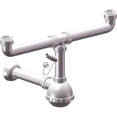 Sifone Scarico Pp a Bottiglia 2 Vasche con 1 Attacco 40 a 32 mm 5 7706186 - 2
