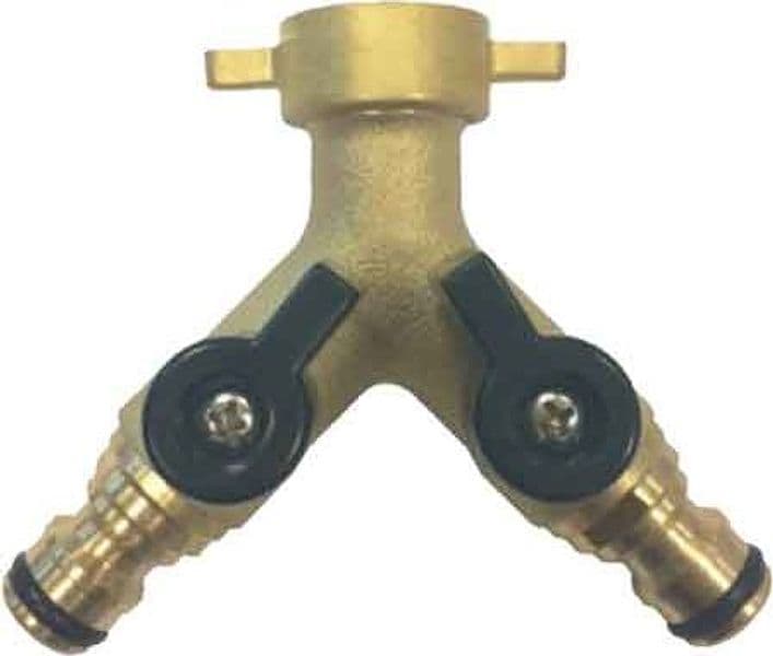 Presa a Rubinetto in Ottone Doppia Uscita con Innesti Rapidi 3/4 – Autres