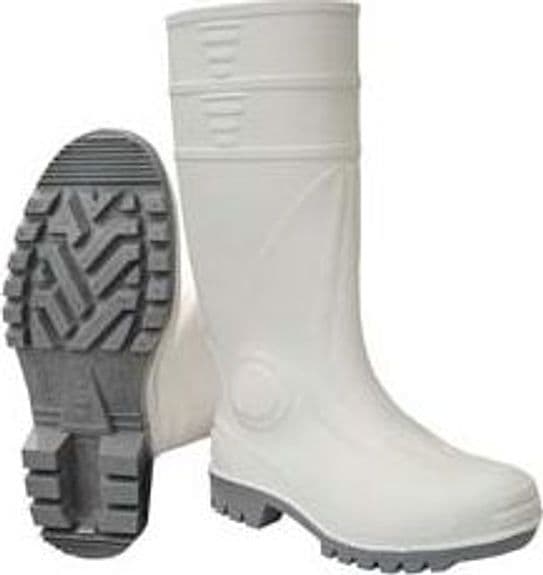 Stivali di Sicurezza in PVC Bianco EN 345 N°46 della Suola Grigio 1 Paio - 2