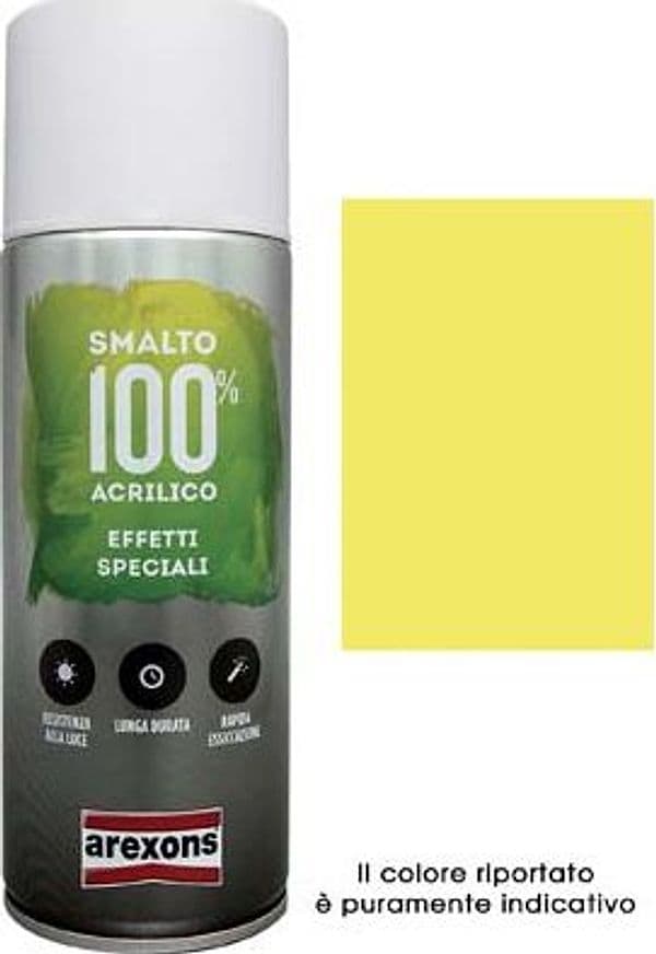 Smalto Spray 100% Acrilico Fluorescente Arexons Giallo 400 ml 6 Pezzi
