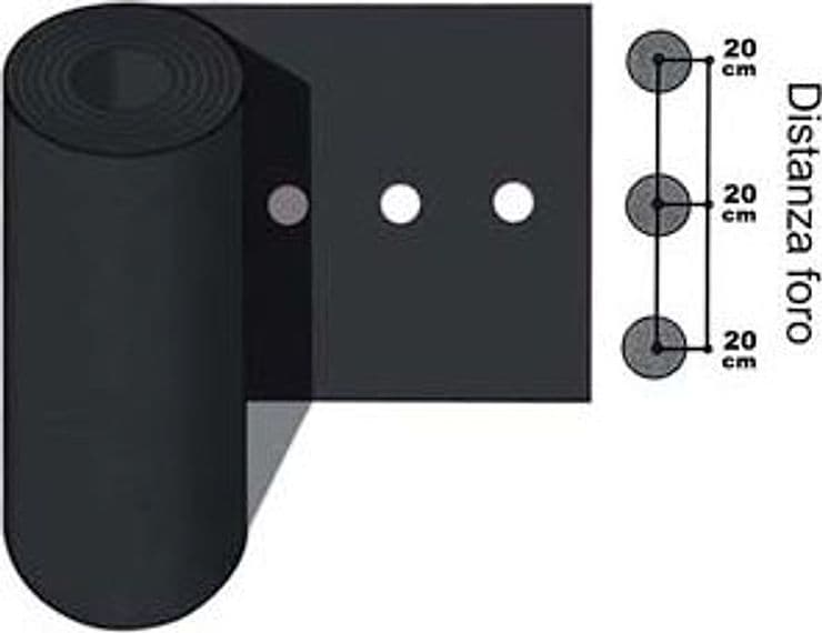 Foglia Polietilene Nera Pacciamatura 1 Foro Passo 20 cm H.120 cm Rotolo 100