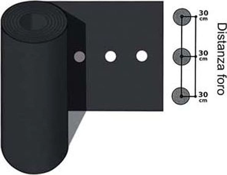 Foglia Polietilene Nera Pacciamatura 1 Foro Passo 30 cm H.120 cm Rotolo 30