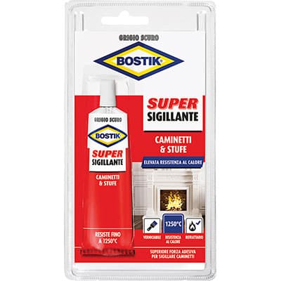 Mastice Refrattario Caminetti Stufe Tubetto Bostik Grigio 4 Pezzi - 2