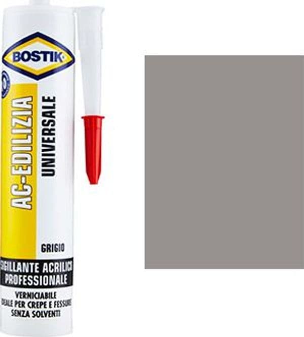 Silicone Acrilico Ac Edilizia Bostik Grigio Verniciabile 300 ml 24 Pezzi