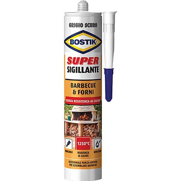 Mastice Refrattario Barbecue e Forni Bostik Grigio Scuro 530 g 2 Pezzi