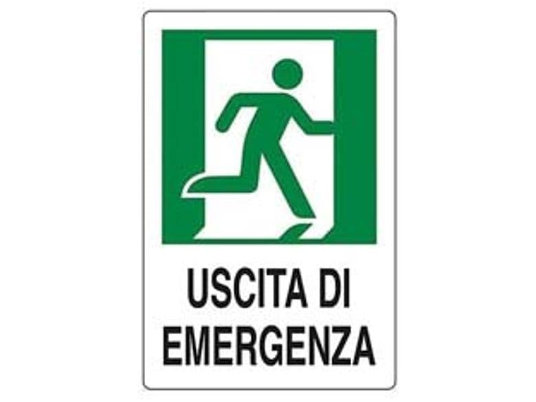 Cartello Uscita di Emergenza a Destra 20 CMX30H 10 Pezzi