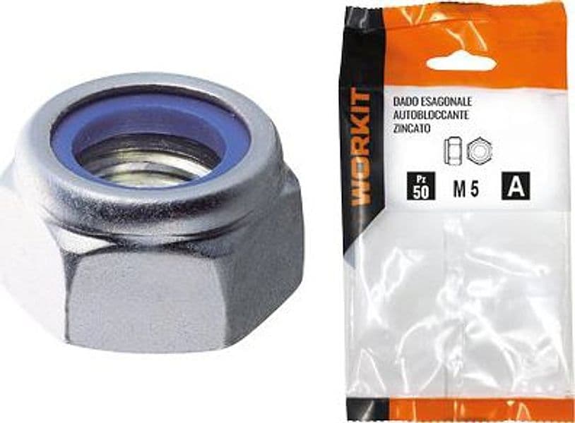 Dado Esagonale Autobloccante Alto Self Workit Zincato M 6 34 Pezzi - 2