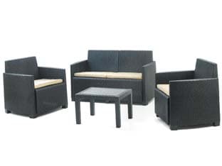 Salottino 4 Pezzi in PE Rattan Arena Antracite 4 Posti Peso Totale 43 kg - 2