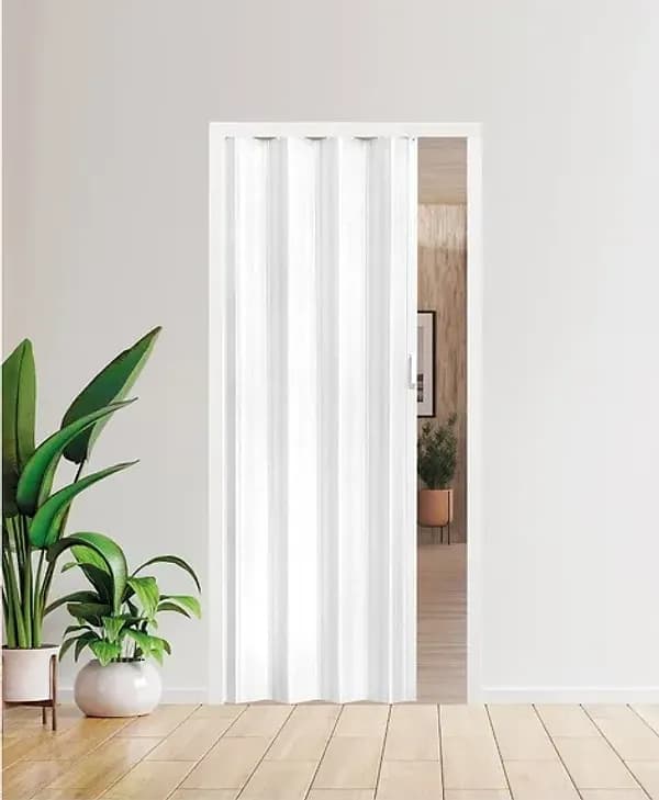 Porta a Soffietto Effetto Legno in Rilievo Cm 84 x 215H Col Bianco - 2