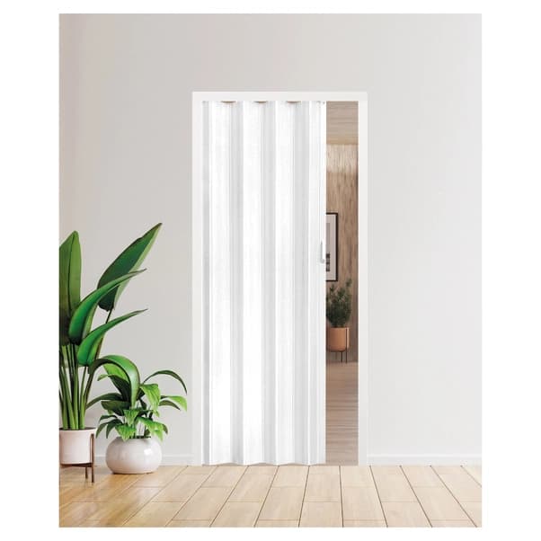 Porta a Soffietto Effetto Legno in Rilievo Cm 84 x 215H Col Bianco - 2