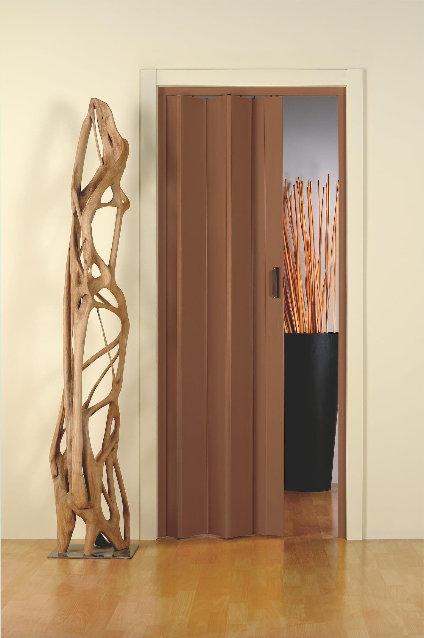 Porta a Soffietto Effetto Legno in Rilievo Cm 84 x 215H Col Noce - 2