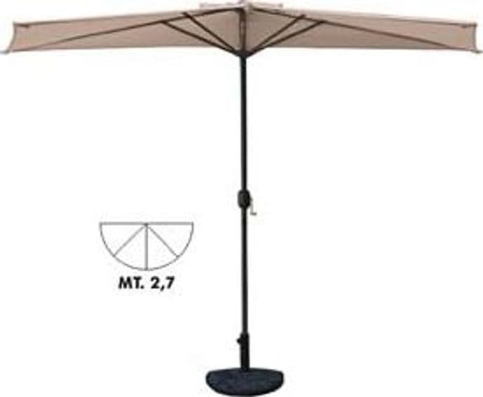 Ombrellone in Metallo a Parete 1/2 Tondo con Manovella 270 cm Palo Ø 38 mm – Vette