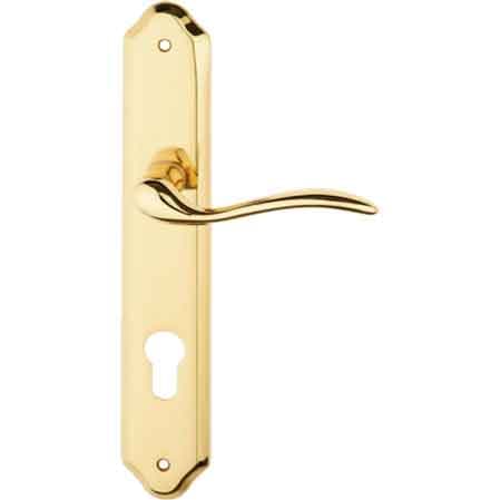 Maniglia Minorca con Placca Foro Yale Oro Lucido Frosio Bortolo - 2
