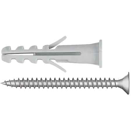 Tassello con Vite e Bordo AX05 Ø 8 x 40 mm Tecfi Vite 5 x 50 mm 50 Pezzi - 2