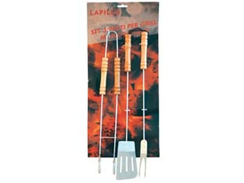 Attrezzi Acciaio Cromato per Barbecue in Set 3 Pezzi Lapillo - 2