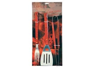 Attrezzi Acciaio Inox per Barbecue in Set 3 Pezzi Lapillo - 2