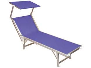Lettino Alluminio Piegh. Pesante con Parasole Tessuto Texilene Blu 61 - 2