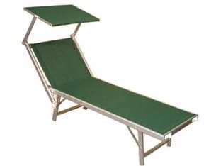 Lettino Alluminio Piegh. Pesante con Parasole Tessuto Texilene Verde 61 - 2