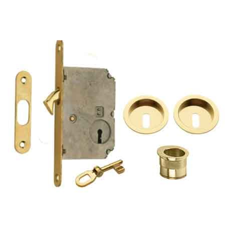 Kit per Porte Scorrevoli Solo Chiave Ottone Lucido - 2