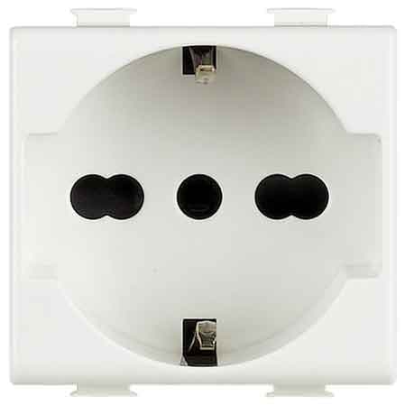 Presa Italiana Tedesca Matix Bticino 10 e 16 A 250V 2P con T Bianco - 2