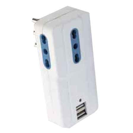 Adattatore 3 Vie con USB Ideal Star 3 Prese 10 e 16 A con 2 Prese USB DC5V - 2