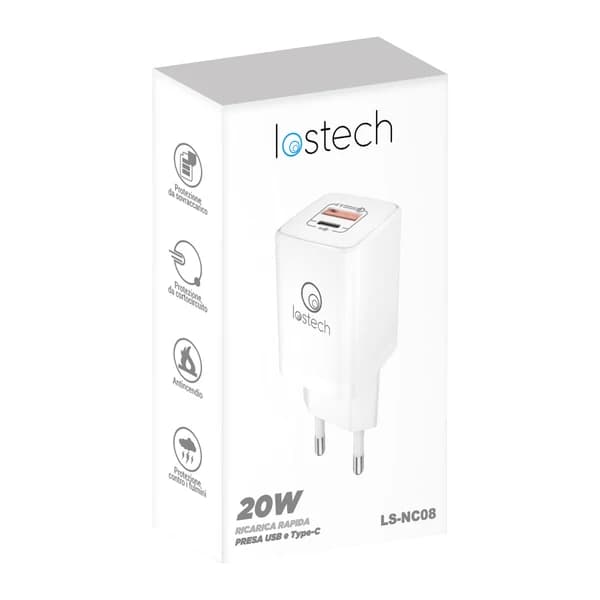 Caricatore Rapido Lostech Attacco USB C e Lightning