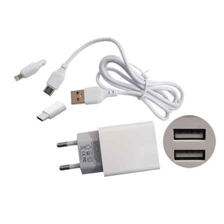 Caricatore USB da Parete con Cavo Attacco Lightning 2 USB 100 cm - 2