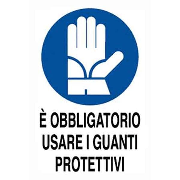 Cartello Obbligatorio Usare i Guanti Protettivi 40 x 60 cm 10 Pezzi - 2