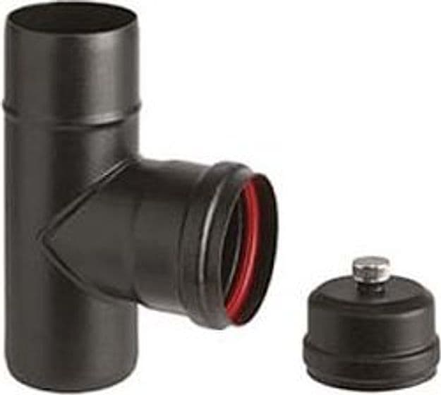 Raccordo a T m F per Stufe a Pellet Nero Opaco Ala Pellet Aeternum m F Ø - 2