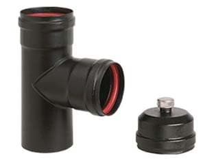 Raccordo a T F per Stufe a Pellet Nero Opaco Ala Pellet Aeternum F Ø 80 mm - 2