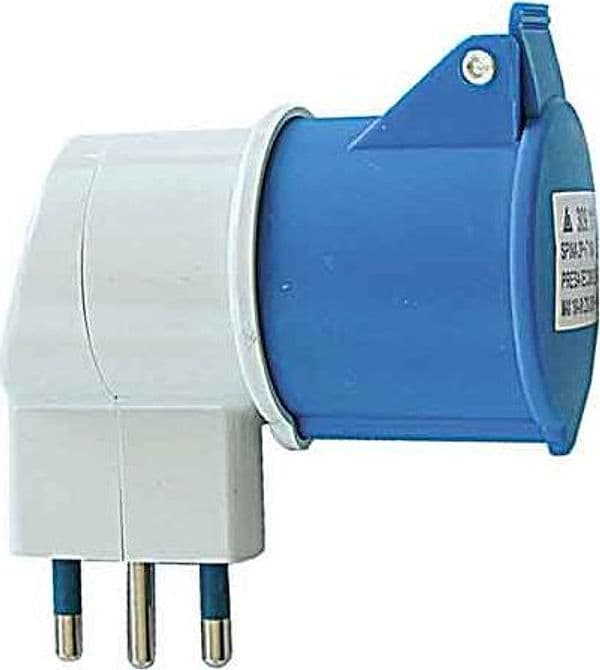 Adattatore Industriale 16A 90 ° Spina 2P con T 250V Presa 2P+T 220V - 2