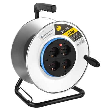 Avvolgicavo Domestico con Cavalletto Senza Cavo 50 m Electraline - 2