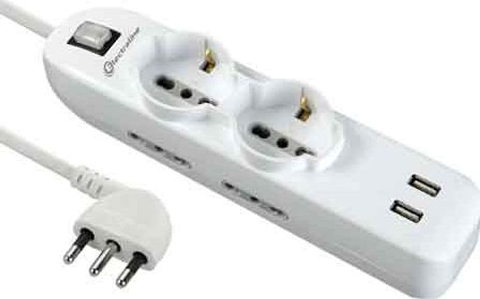 Multipresa Polivalente con USB 2 con 4 Posti con 2 USB Electraline