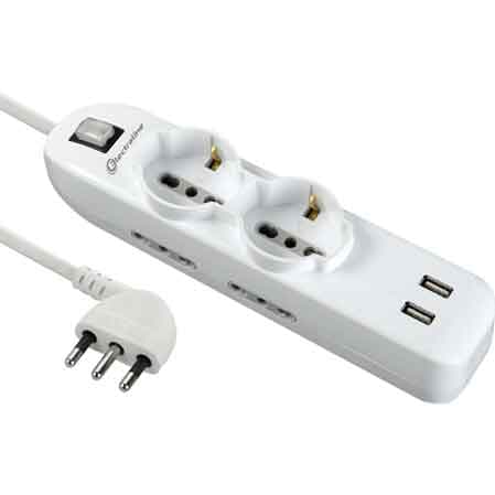 Multipresa Polivalente con USB 2 con 4 Posti con 2 USB Electraline - 2