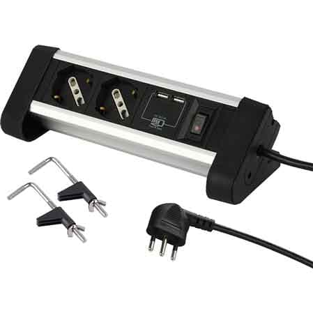 Multipresa da Scrivania con Interruttore 2 Posti con 2 USB Electraline - 2