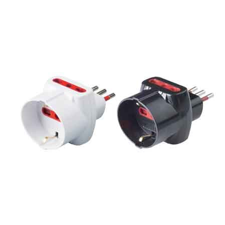 Adattatore Triplo con Protezione Prese 10 e 16 A 2P con T Colore Bianco - 2