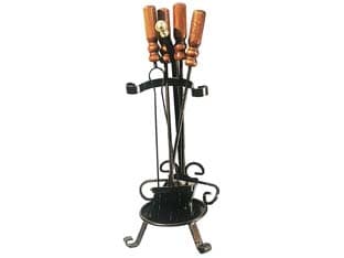 Set 4 Attrezzi Manico Legno per Camino Base Tonda 25 CMX65H. (641) Mille - 2