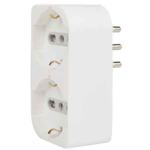 Adattatore Schuko Doppio Salvaspazio Electraline Presa 16A 2P con T Colore - 2