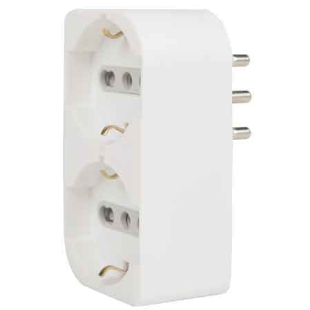 Adattatore Schuko Doppio Salvaspazio Electraline Presa 16A 2P con T Colore - 2