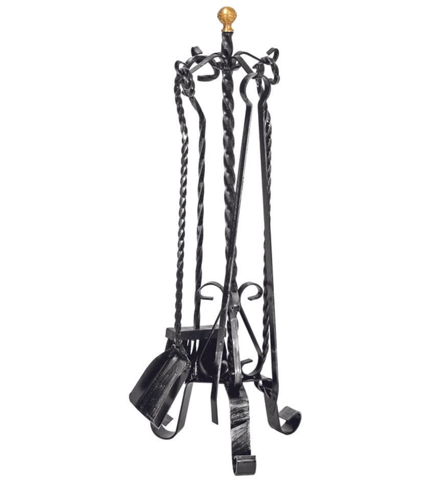 Set 4 Attrezzi Torciglione con Treppiedi per Camino 70 Cmh - 2