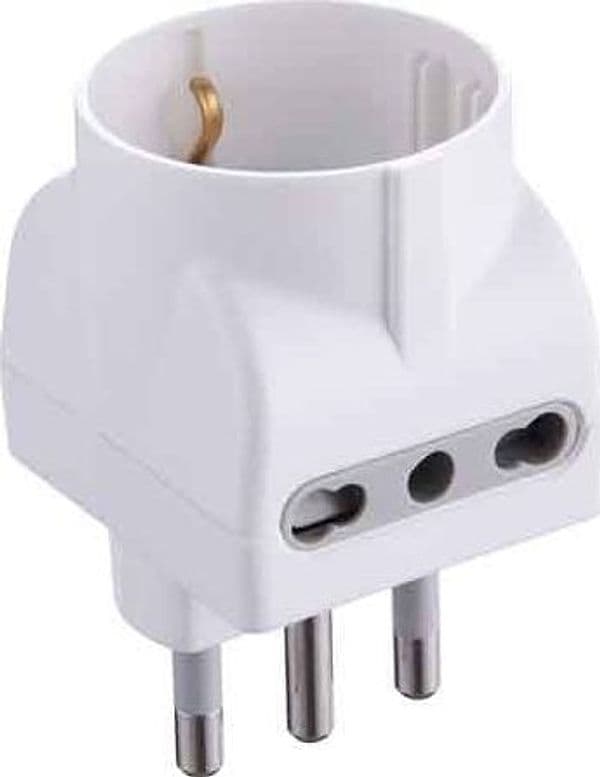 Adattatore Triplo Schuko Bivalente 2P Electraline Presa 10 e 16 A 2P con T - 2