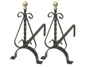 Alari Torciglione con Pomoli in Ottone 19 CMX40X33H. 1 Coppia Mille - 2