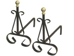 Alari per Camino con Pomoli in Ottone 19 CMX31X30H. 1 Coppia Mille - 2