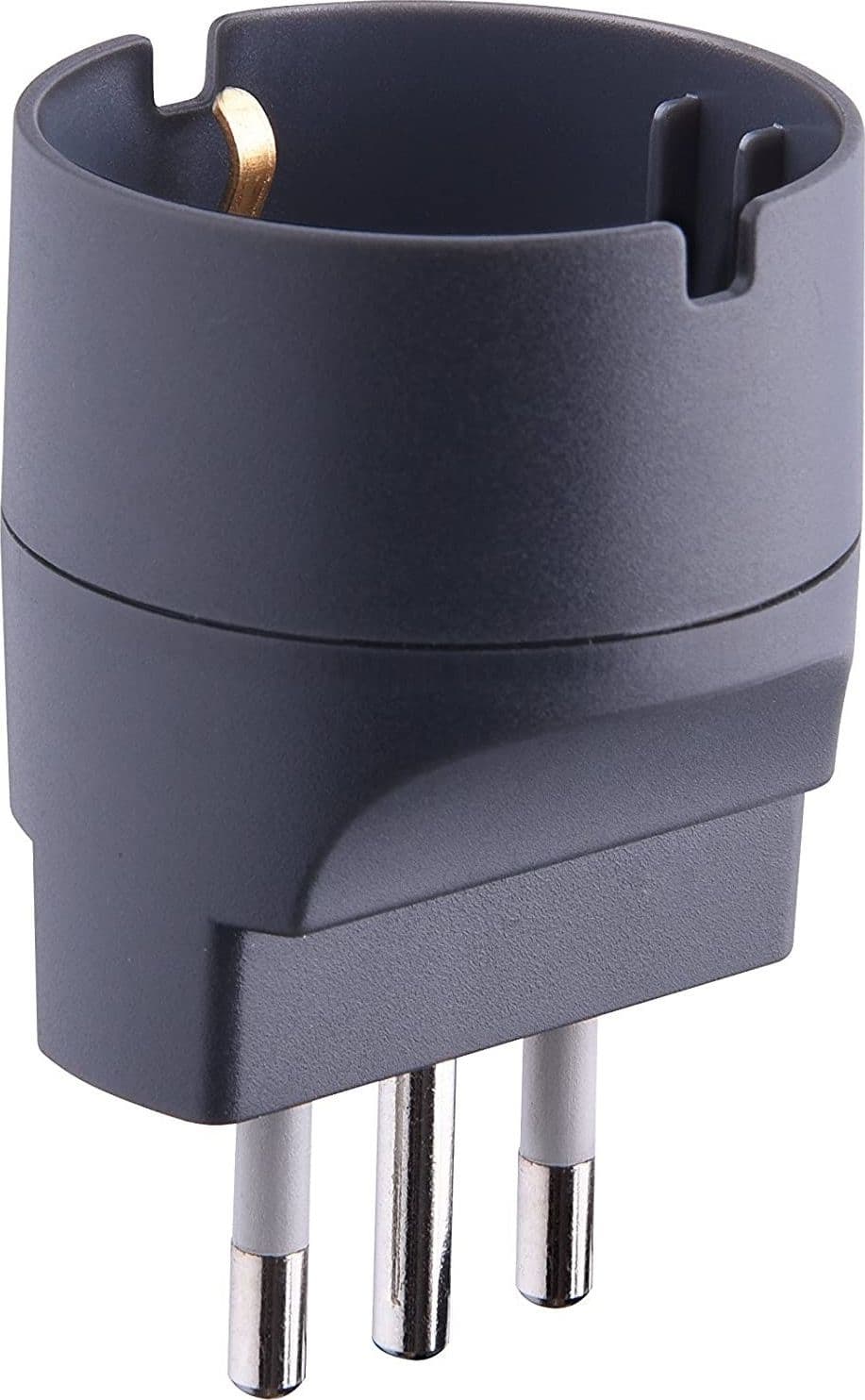 Adattatore Semplice Schuko 10A 2P con T Spina e Presa 10A Colore Nero Opaco - 2