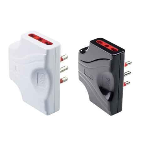 Adattatore Triplo Extrapiatto 16A Prese 10 e 16 A 2P con T Colore Bianco - 2