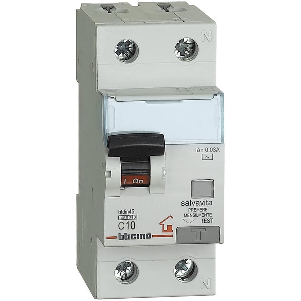 Interruttore Magnetotermico Differenziale Bticino 1P con N Corrente 10A