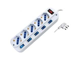 Multipresa 5 Posti con Schuko con Interruttore Generale + 5 Bipasso Syntesy - 2