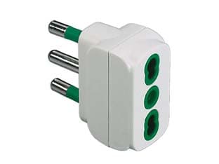 Adattatore 2 Poli + Terra Bipasso Bianco 82110 Fanton 5 Pezzi - 2